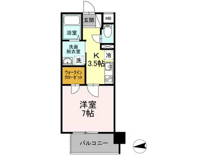エントピアパレス(1K/7階)の間取り写真