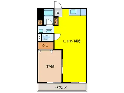 シャトー桐野(1LDK/3階)の間取り写真