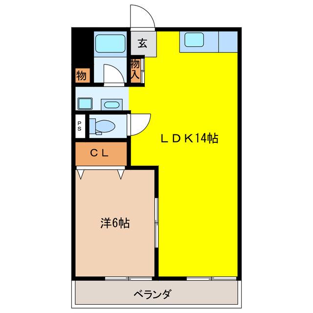 シャトー桐野(1LDK/3階)の間取り写真