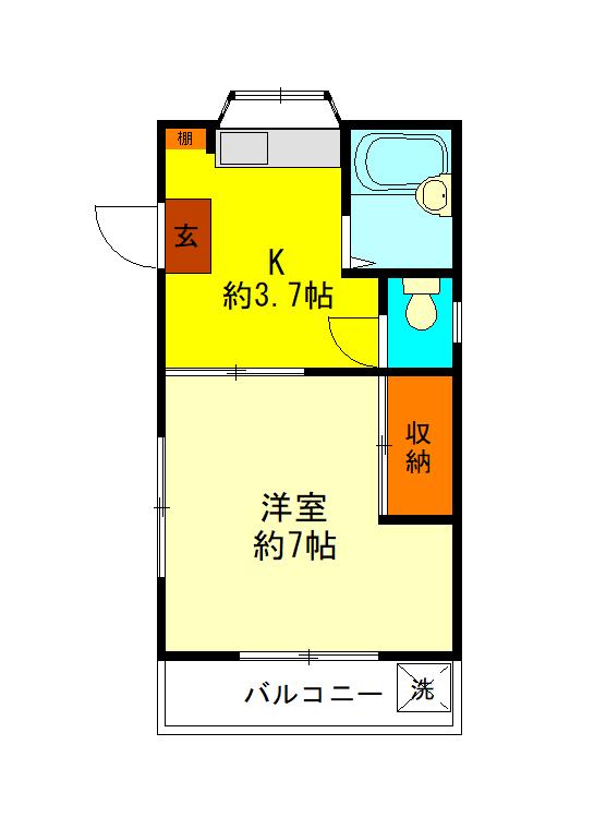 メゾン小鳥遊(1K/2階)の間取り写真