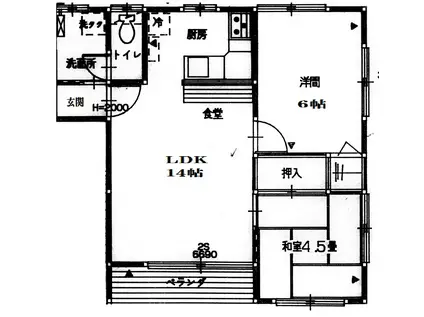 創建ハイツII-A(2LDK/2階)の間取り写真
