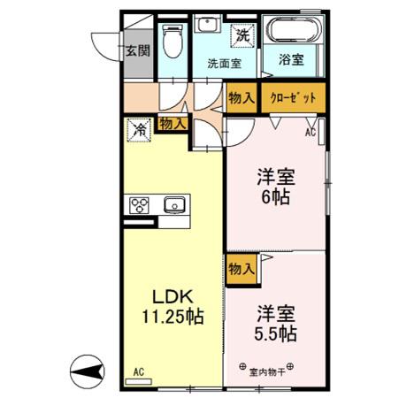 グランメゾン朝倉(2LDK/2階)の間取り写真