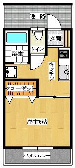 ルミナス関根(1K/2階)の間取り写真