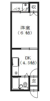 ハウスDOI(1DK/2階)の間取り写真