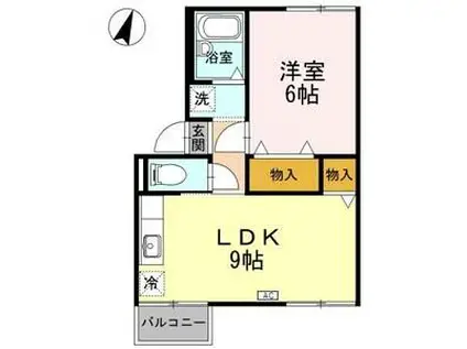 シャルムマスダI A棟(1LDK/1階)の間取り写真