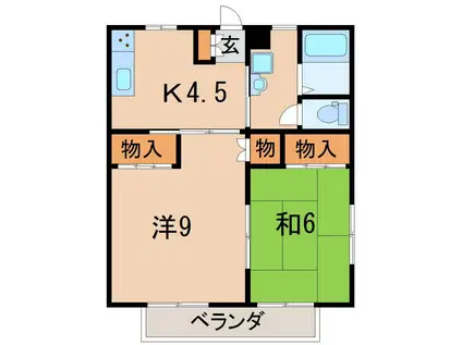 イーストM(2K/2階)の間取り写真