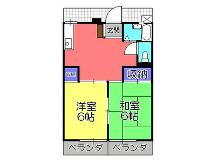 クラウンハイツ彦根2(2DK/1階)の間取り写真