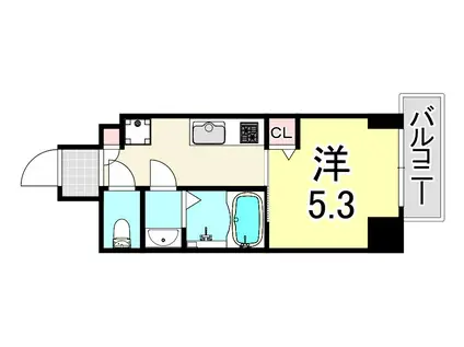 フォーリアライズ昭和南通I(1K/11階)の間取り写真