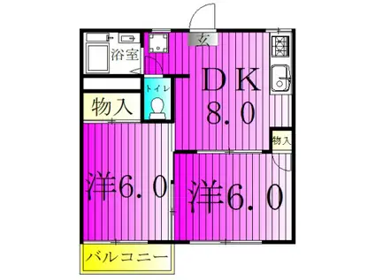ヤマユウ第7A(2DK/1階)の間取り写真