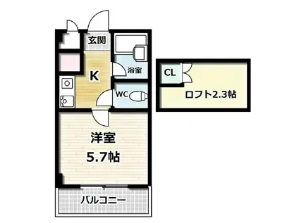 プレアール富野荘(1K/3階)の間取り写真