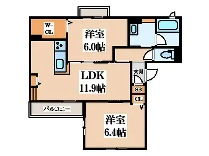 シャーメゾンルボヌール(2LDK/3階)の間取り写真