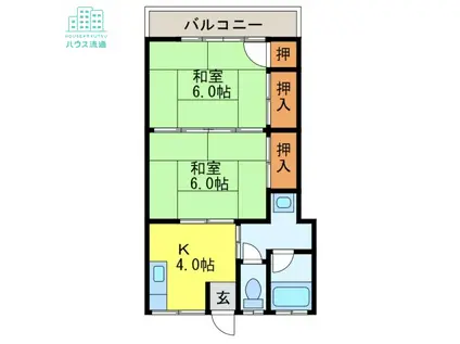 大久保ハイツ(2K/2階)の間取り写真