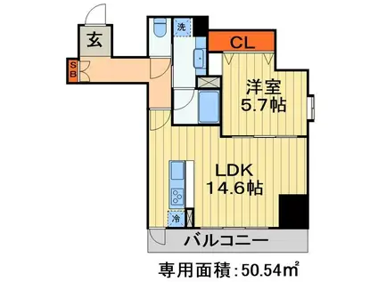 ROYJENT PARKS千葉中央(1LDK/11階)の間取り写真