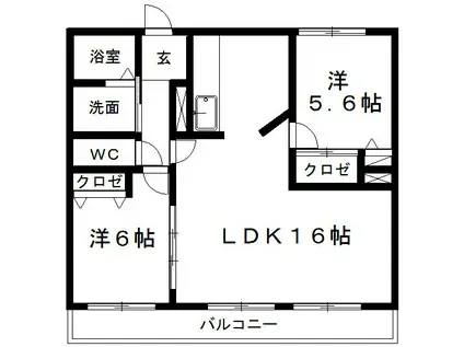 ジェイハイム東浜松(2LDK/2階)の間取り写真