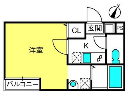 イースタンスカイ大和田(1K/1階)の間取り写真
