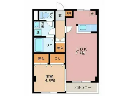 ラフォーレ2号館(1LDK/3階)の間取り写真