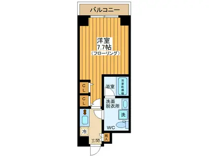 プレミアムキューブジー駒沢大学(1K/13階)の間取り写真