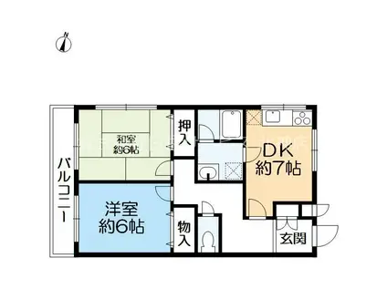 堂中ハイツ(2DK/2階)の間取り写真