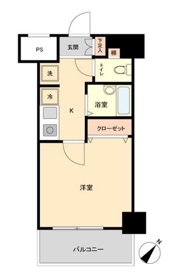 スカイコート文京茗荷谷(1K/4階)の間取り写真