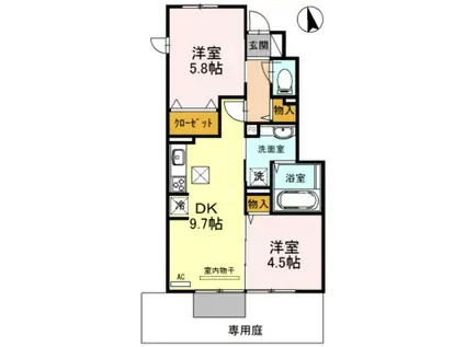 プレミアムDハウス(2DK/1階)の間取り写真