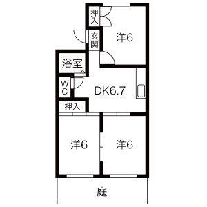 メゾンM1(3DK/1階)の間取り写真