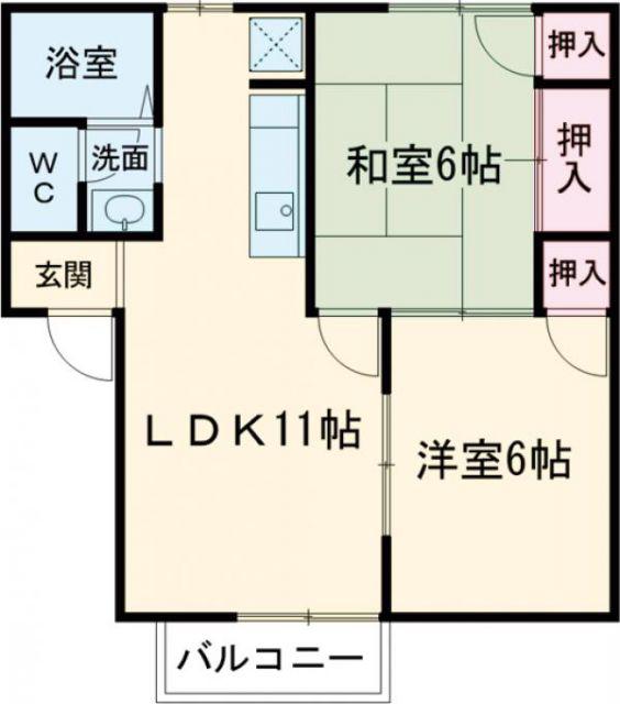 フワール白金(2LDK/1階)の間取り写真