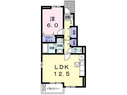 レディバードポイントA(1LDK/1階)の間取り写真
