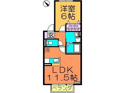 サンモール(1LDK/1階)の間取り写真