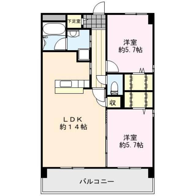 ブランシュール(2LDK/2階)の間取り写真