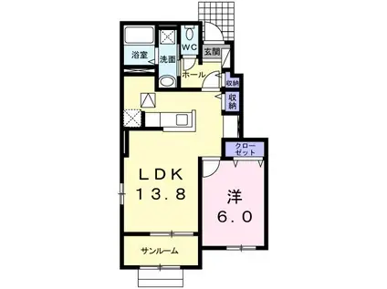 トップ エレガンス I(1LDK/1階)の間取り写真