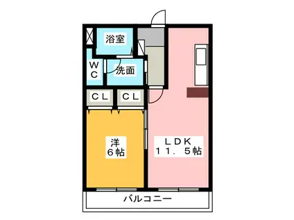 ラフォーレ中里(1LDK/4階)の間取り写真