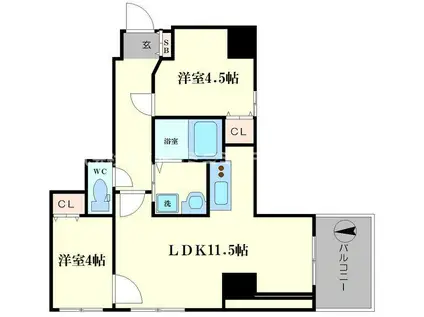 IMPERIAL SUITE南堀江(2LDK/3階)の間取り写真