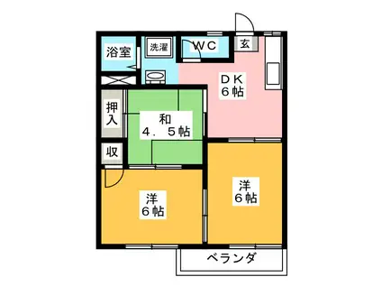 ハピネス千代II(3DK/2階)の間取り写真