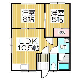グランドール輪西II(2LDK/2階)の間取り写真