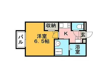 アムール東櫛原(1K/1階)の間取り写真