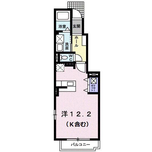 シームリーA(ワンルーム/1階)の間取り写真