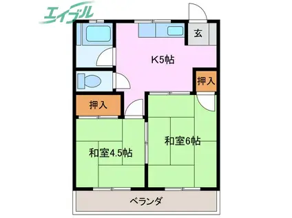 栄コーポ(2K/2階)の間取り写真