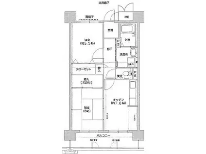 コーシャハイツ相生(2DK/4階)の間取り写真