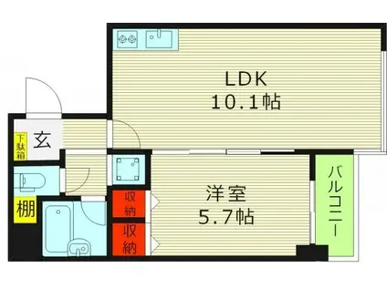 グランピア中央(1LDK/4階)の間取り写真