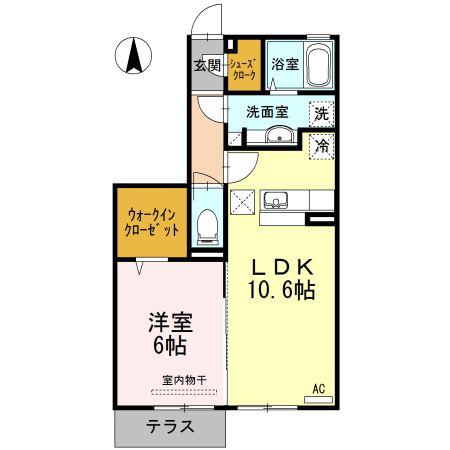 D-ROOM 雪月花(1LDK/1階)の間取り写真