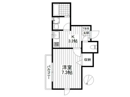 アベリア成城(1K/1階)の間取り写真