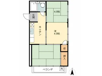 大和ビル(2DK/2階)の間取り写真