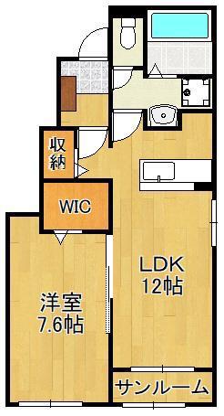 ロータス北泉1(1LDK/1階)の間取り写真
