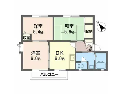 ディアス北条D・E(3DK/2階)の間取り写真