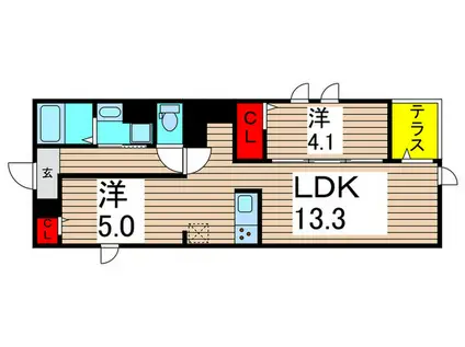 セレスティア六町II(2LDK/1階)の間取り写真