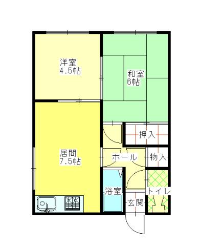 コーポイースト(2LDK/2階)の間取り写真