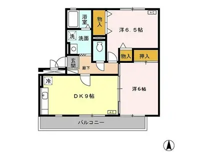 アネーロST(2LDK/3階)の間取り写真