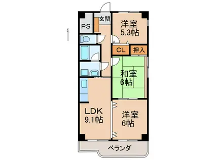 プリムローズ(3LDK/7階)の間取り写真