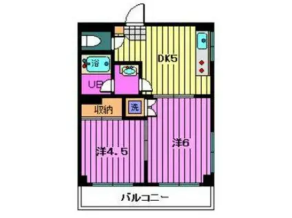 メゾンユリ(2DK/2階)の間取り写真