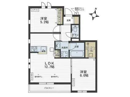 伊奈町内宿台メゾン(2LDK/1階)の間取り写真